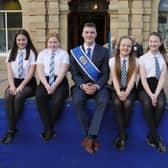 Kelso Laddie Andrew Thomson with lady bussers  Lily Currie and Skye Ayton (Edenside) and Mia Aldred and Paige Nairn (Broomlands).