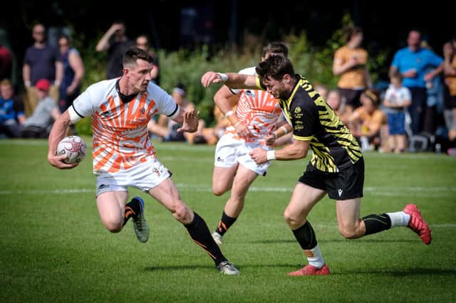 Samurai's Lewis Young, from Jedburgh, left, and David Colvine of Melrose were  in sevens action in Edinburgh last weekend - and similar thrills are set to follow closer to home this Saturday with the Peebles Sevens (picture by Rob Gray)