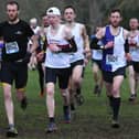 Senior male runners including Lauderdale Limper Marc Wilkinson, far left, in action in the Borders Cross-Country Series' concluding Peebles round on Sunday (Photo: Steve Cox)