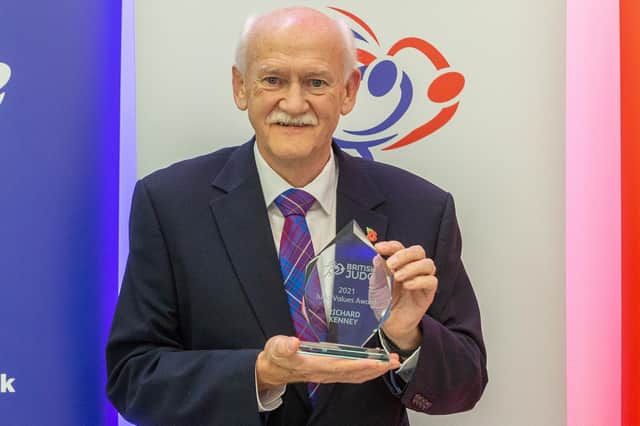 Rick Kenney after being given his award at a prize-giving ceremony in Warwickshire (Photo: Mike Varey)