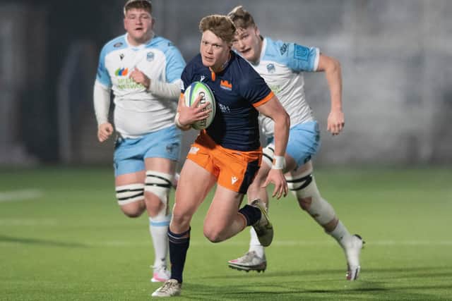Gala's Harris Rutherford on the ball for Edinburgh under-20s versus Glasgow Warriors at the capital's DAM Health Stadium in November (Photo by Mark Scates/SNS Group/SRU)