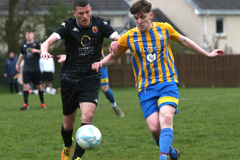 Lauder in possession during their 3-1 win at home to Hawick United on Saturday in the Border Amateur Football Association's B division (Photo: Steve Cox)