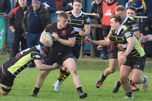 Melrose players halting a Biggar attack at the weekend (Pic: Nigel Pacey)