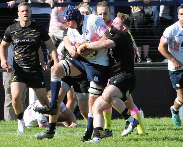 Selkirk captain Scott McClymont in action during his side's 47-17 defeat at home at Philiphaugh to Currie Chieftains on Saturday (Pic: Grant Kinghorn)