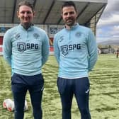 Gala Fairydean Rovers manager Martin Scott, left, and his assistant, Stevie Craig, at Cumbernauld's Broadwood Stadium on Saturday (Pic: Gala Fairydean Rovers)