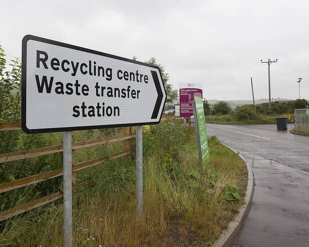 The contents of Borderers' blue-lidded bins will be bulked up as normal at the council's waste transfer stations, but will then be sent to Northern Ireland to be sorted. Photo: Bill McBurnie