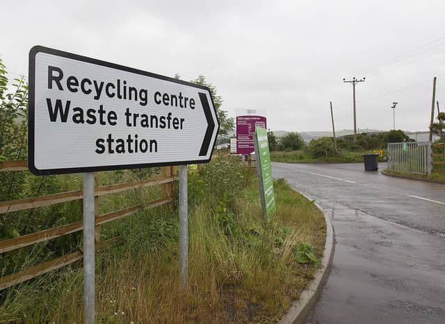 The contents of Borderers' blue-lidded bins will be bulked up as normal at the council's waste transfer stations, but will then be sent to Northern Ireland to be sorted. Photo: Bill McBurnie