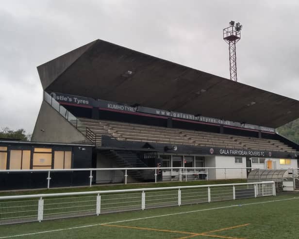 Gala Fairydean Rovers' main stand at their Netherdale ground (Photo: Scottish Borders Council)