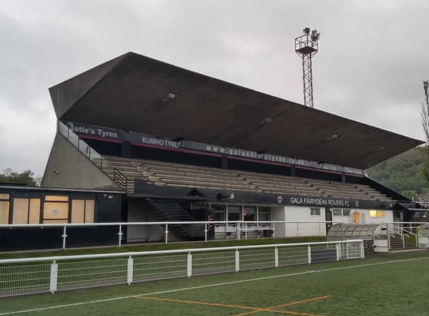 Gala Fairydean Rovers' main stand at their Netherdale ground (Photo: Scottish Borders Council)