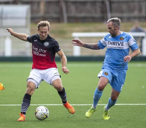 Danny Galbraith, left, in action for Gala Fairydean Rovers against Berwick Rangers at the start of this month (Pic: Thomas Brown)