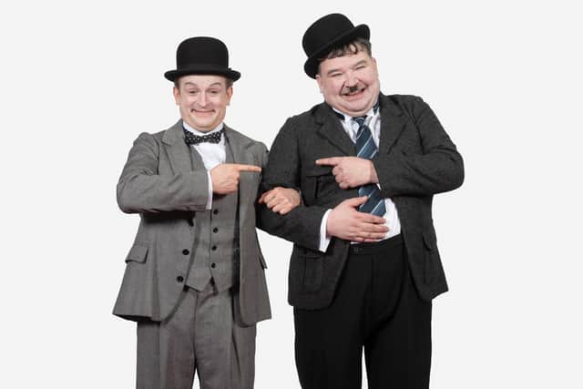 Steven McNicoll as Oliver Hardy and Barnaby Power as Stan Laurel in the Royal Lyceum production of Tom McGrath's Laurel & Hardy directed by Tony Cownie Pic by Alan McCredie