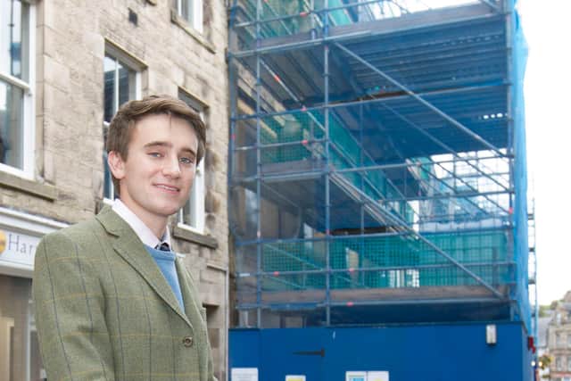 Jedburgh Councillor Scott Hamilton outside the Port House. (Photo: BILL McBURNIE)