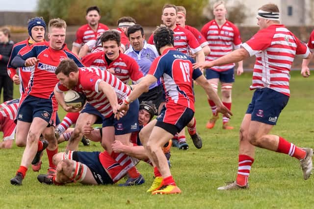 Peebles trying to find a way through Newton Stewart's defence (Pic: Stephen Mathison)