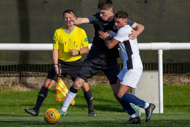 Vale of Leithen and Blackburn United vying for possession at the weekend (Pic: Fiona McGinty)