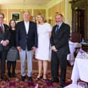 From left: head chef Iain Gourlay, Cringletie owner Bill Cross, manager Victoria Palmer, Prince Albert II of Monaco, owner Ann Cross and Maitre d’hotel Hubert Laforge.