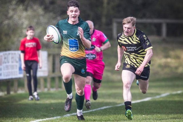 Hawick's Kirk Ford on the charge against Melrose at the Berwick Sevens tournament on Sunday