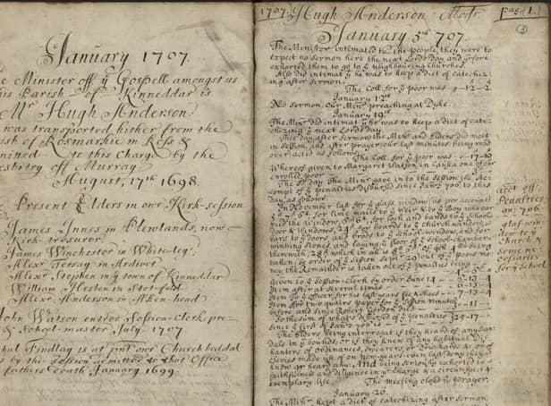 A typical page from Church of Scotland kirk session minute book for Drainie, Morayshire, noting parish misdemeanours and church discipline.