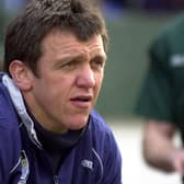Then Hawick head coach Greig Oliver watching their 27-13 Scottish cup semi-final win at home to Currie in March 2002 (Pic: Ian Rutherford)