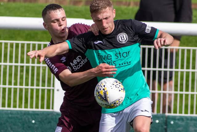 Gala Fairydean Rovers and Heart of Midlothian B vying for the ball during their 1-1 draw on Saturday (Pic: Thomas Brown)