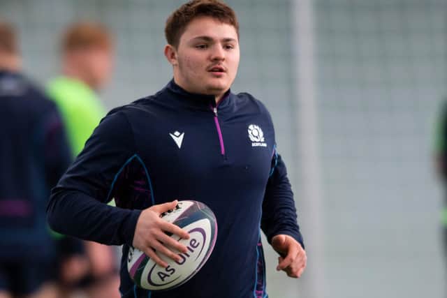 Ex-Peebles player Patrick Harrison at a Scotland under-20s training session in Edinburgh on Tuesday (Photo by Mark Scates/SNS Group/SRU)