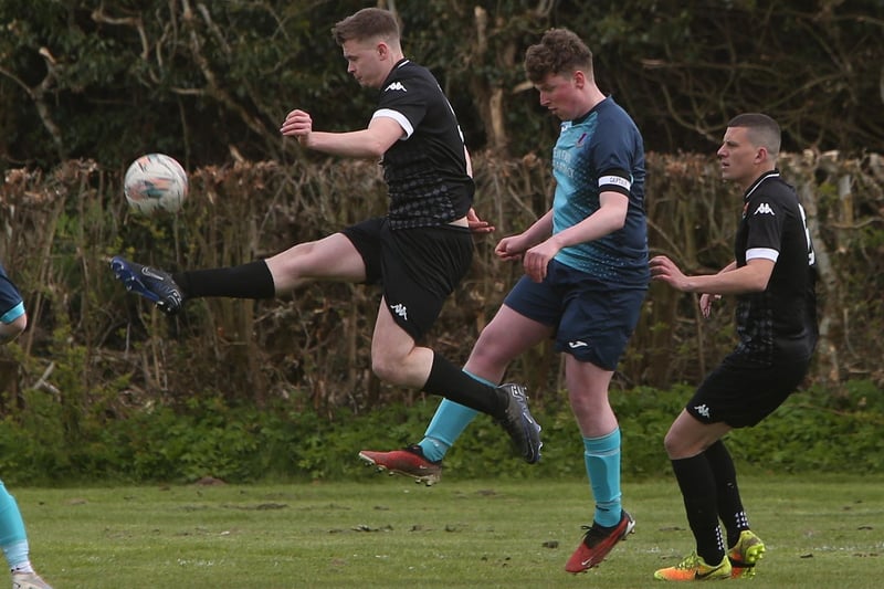 Hawick United winning 4-1 away to St Boswells at Jenny Moore's Road on Saturday in the Border Amateur Football Association's B division (Photo: Steve Cox)