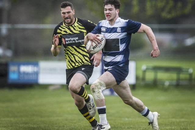 Ryan Cotty on the charge for Selkirk against Melrose at Earlston Sevens on Sunday