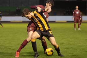 Lewis Barr playing in Berwick Rangers' 2-2 draw at home to Tranent Juniors at the start of the month (Photo: Alan Bell)