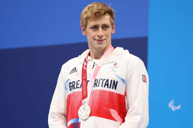 Newcastleton's Stephen Clegg at the medal ceremony for the men's 100m butterfly S12 final on day 10 of the Tokyo 2020 Paralympic Games today, September 3 (Photo by Alex Pantling/Getty Images)