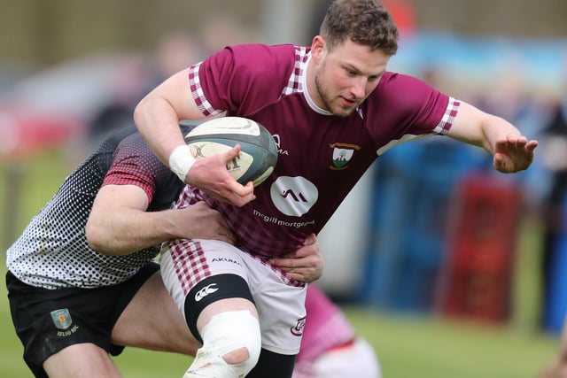 Murray Wilson on the ball for Gala during their 20-12 semi-final win against Kelso at 2024's Langholm Sevens on Saturday (Photo: Brian Sutherland)