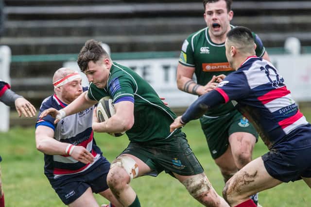 Double try-scorer Connor Sutherland playing for Hawick against Aberdeen Grammar (Photo: Bill McBurnie)
