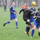 Kevin Strathdee on the attack during Hawick United's 11-1 win at home at Wilton Lodge Park on Saturday to Coldstream Amateurs in the Border Amateur Football Association's B division (Photo: Grant Kinghorn)