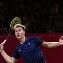Borderer Callum Smith playing England's Toby Penty in the men's badminton singles round of 16 at the Commonwealth Games in Birminghamlast Friday (Photo by Darren Staples/AFP via Getty Images)