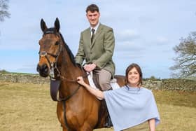 Hawick Cornet for 2023, Euan Robson, with his lass Abigail Tofts. Photo: ILF Imaging.
