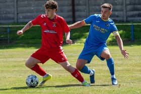 Coldstream in possession during their 0-0 draw away to Crossgates Primrose in East of Scotland Football League division one on Saturday (Photo: Paul Johnston/PJ Football Photography)