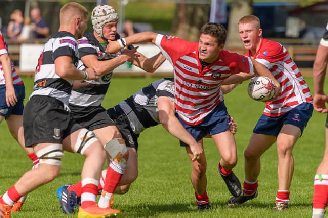 A Peebles attack being halted by Kelso's defence (Photo: Stephen Mathison)