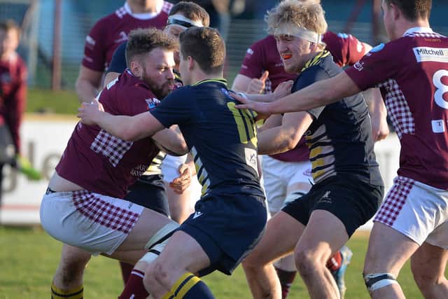 Gala captain Rex Jeffrey in the thick of it against Dundee (Photo: Alwyn Johnston)