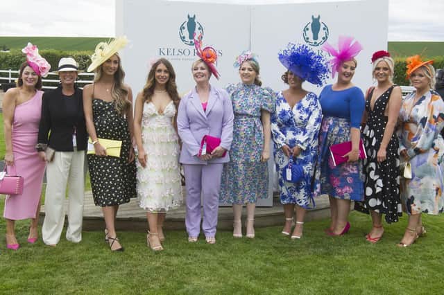 The finalists for the queen of style award line up for judging at Kelso Races' 2022 ladies' day on Sunday