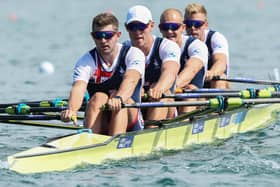 Harry Leask with team-mates George Bourne, Matthew Haywood and Tom Barras at the European championships in Munich in August (Pic: Alexander Hassenstein/Getty Images)