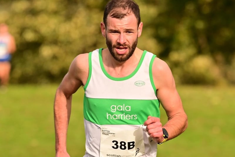 Marcus D'Agrosa clocking 13:36.1 for Gala Harriers' senior men's team at Saturday's national cross-country relays at Cumbernauld