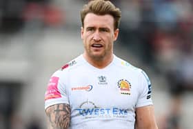 Exeter Chiefs full-back Stuart Hogg during their English Gallagher Premiership match against Saracens in April (Photo by Alex Davidson/Getty Images)