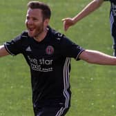 Ross Aitchison celebrating after scoring a 93rd-minute winner for Gala Fairydean Rovers at Cumbernauld Colts last July, one of his happiest monents at the club, he says (Photo: Thomas Brown)