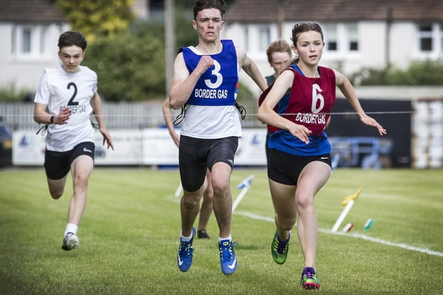Jedburgh's Jess Knox, right, winning the youth 200m open at Kelso Border Games