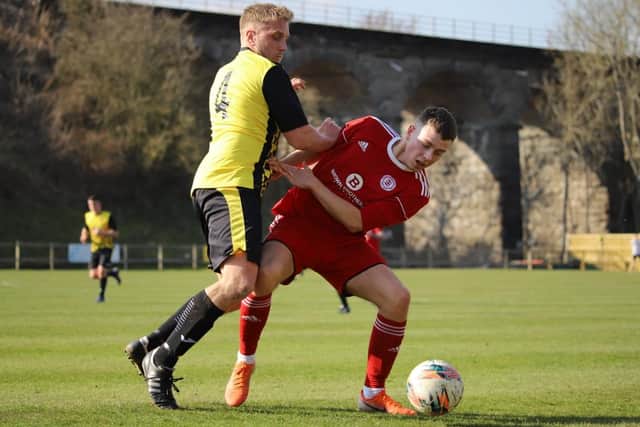 Luncarty and Peebles Rovers vying for possession at the weekend (Photo: Football East Region)
