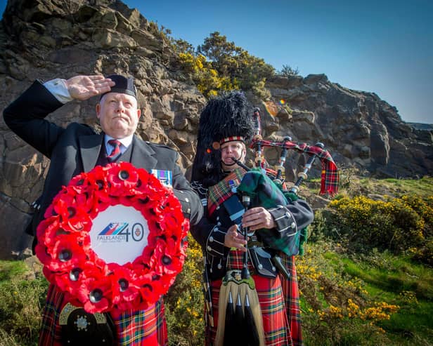 Graham Hopewell and Lance Sergeant Mark Macrae hope musicians will join them in the tribute. Picture: Poppyscotland/Legion Scotland