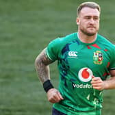 Stuart Hogg taking part in the British and Irish Lions' captain's run today, July 23, ahead of their first test against South Africa tomorrow at Cape Town Stadium (Photo by David Rogers/Getty Images)