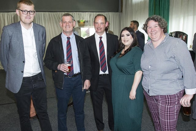 Steven Laidlaw, Jamie Glover, Scott Ruthven, Kat O'Neill and Kathryn White, from St Boswells, at the Borders Events Centre on Friday