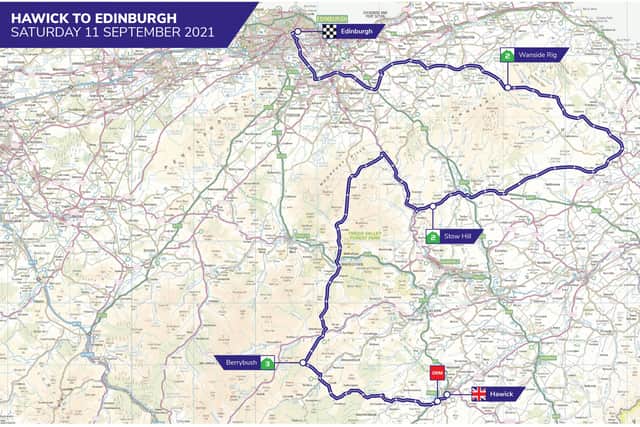 The route of the Tour of Britain through the Borders.