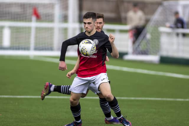 Gala Fairydean Rovers in possession against Sauchie Juniors at Netherdale on Saturday (Photo: Thomas Brown)