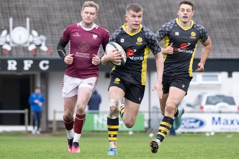 Melrose on the attack against Gala during Saturday's Kelso Sevens final