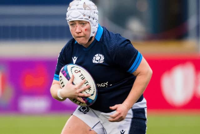 Lana Skeldon in action for Scotland against Wales in April at the DAM Health Stadium in Edinburgh (Photo by Ross Parker/SNS Group/SRU)